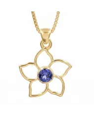 18K Gold Plated Sterling Silver Handmade Flower Bloom Tanzanite Pendant
