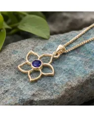 18K Gold Plated Sterling Silver Handmade Flower Bloom Tanzanite Pendant