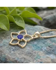 18K Gold Plated Sterling Silver Handmade Flower Bloom Tanzanite Pendant