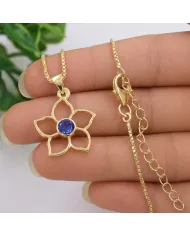18K Gold Plated Sterling Silver Handmade Flower Bloom Tanzanite Pendant