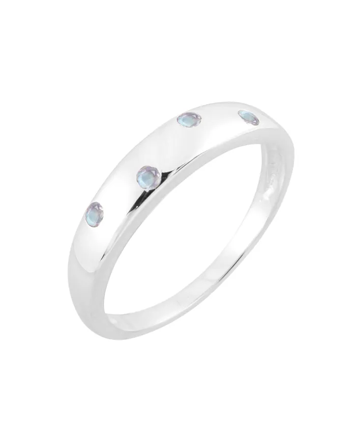 Rainbow Moonstone Eternity Band Ring 925 Sterling Silver Handmade Gift
