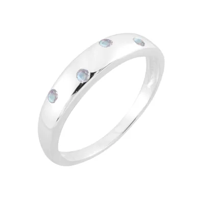 Rainbow Moonstone Eternity Band Ring 925 Sterling Silver Handmade Gift