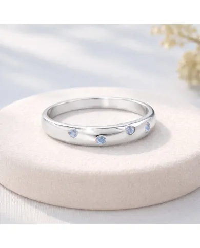 Rainbow Moonstone Eternity Band Ring 925 Sterling Silver Handmade Gift