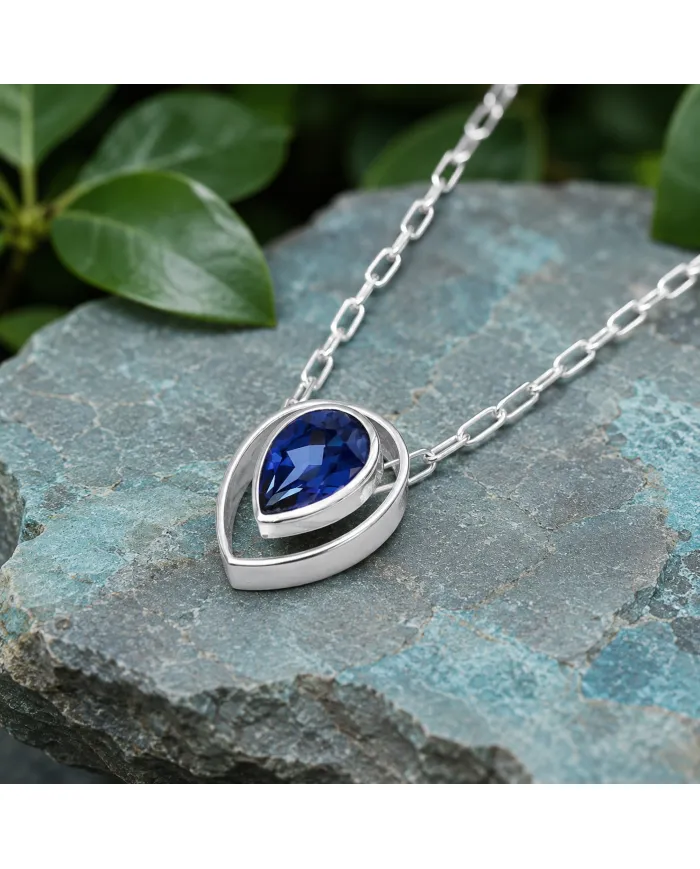 Teardrop Tanzanite Pendant - 925 Sterling Silver Gemstone Jewelry