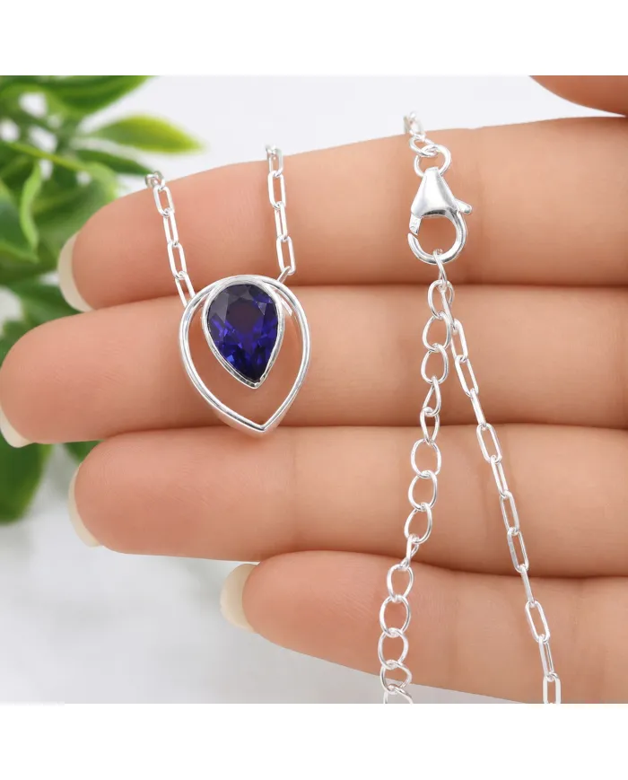 Teardrop Tanzanite Pendant - 925 Sterling Silver Gemstone Jewelry