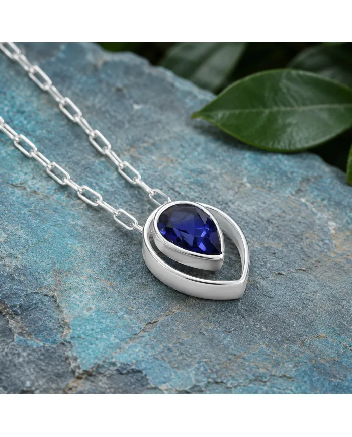 Teardrop Tanzanite Pendant - 925 Sterling Silver Gemstone Jewelry