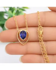 Teardrop Tanzanite Pendant - 18K Gold Plated Sterling Silver Jewelry
