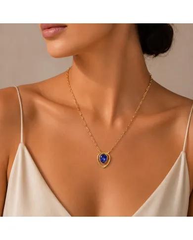 Teardrop Tanzanite Pendant - 18K Gold Plated Sterling Silver Jewelry