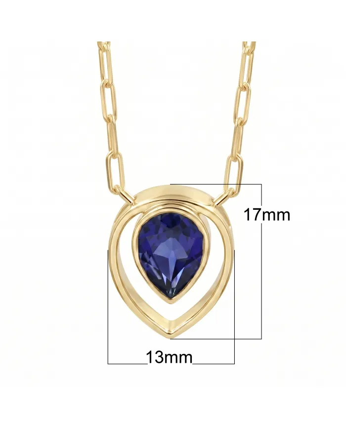 Teardrop Tanzanite Pendant - 18K Gold Plated Sterling Silver Jewelry