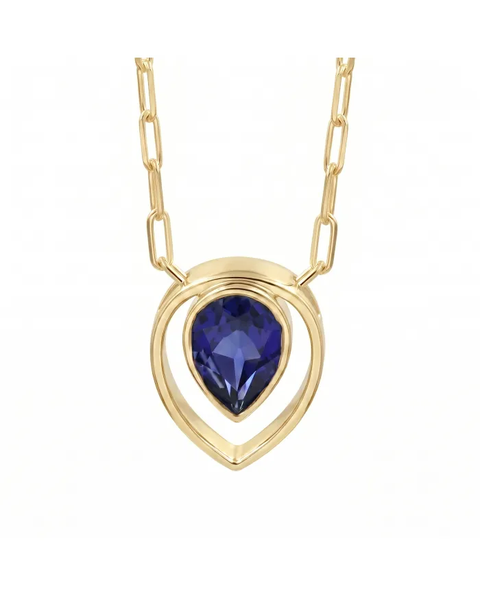Teardrop Tanzanite Pendant - 18K Gold Plated Sterling Silver Jewelry