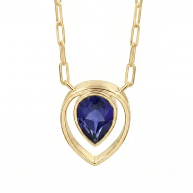 Teardrop Tanzanite Pendant - 18K Gold Plated Sterling Silver Jewelry