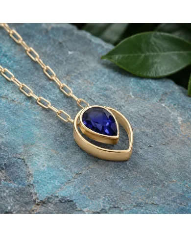 Teardrop Tanzanite Pendant - 18K Gold Plated Sterling Silver Jewelry