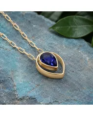 Teardrop Tanzanite Pendant - 18K Gold Plated Sterling Silver Jewelry