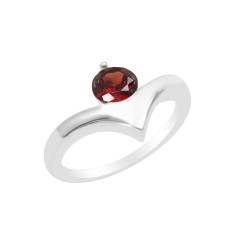 Garnet Gemstone Minimalist Solid Sterling Silver Handmade Ring For Women