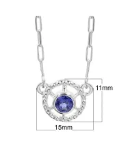 Blue Tanzanite Round Pendant - 925 Sterling Silver Unique Jewelry