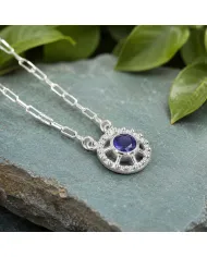 Blue Tanzanite Round Pendant - 925 Sterling Silver Unique Jewelry