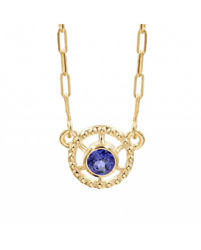 Gold Plated Tanzanite Pendant - Sterling Silver Handmade Unique Jewelry