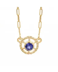 Blue Tanzanite Round Pendant - 925 Sterling Silver Unique Jewelry