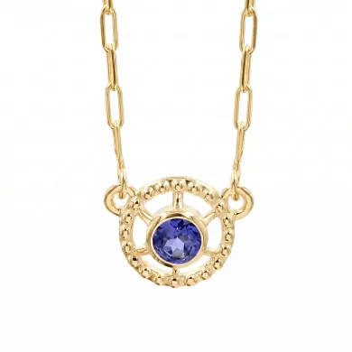 Gold Plated Tanzanite Pendant - Sterling Silver Handmade Unique Jewelry
