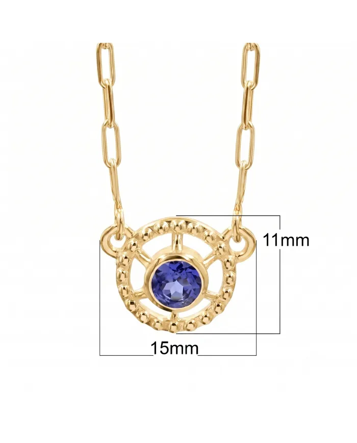 Gold Plated Tanzanite Pendant - Sterling Silver Handmade Unique Jewelry