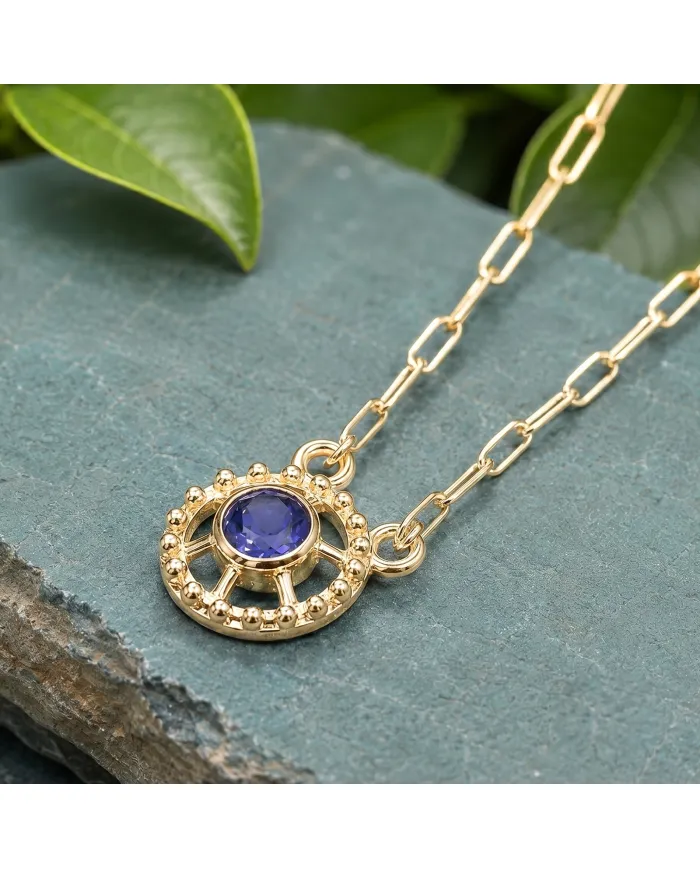 Gold Plated Tanzanite Pendant - Sterling Silver Handmade Unique Jewelry