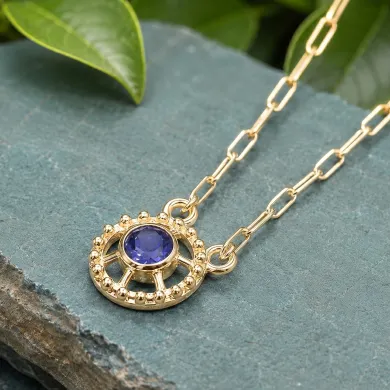 Gold Plated Tanzanite Pendant - Sterling Silver Handmade Unique Jewelry