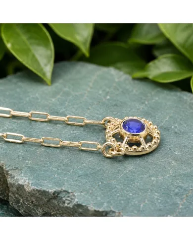 Gold Plated Tanzanite Pendant - Sterling Silver Handmade Unique Jewelry