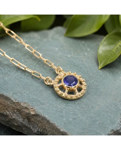 Gold Plated Tanzanite Pendant - Sterling Silver Handmade Unique Jewelry