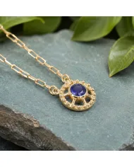 Gold Plated Tanzanite Pendant - Sterling Silver Handmade Unique Jewelry