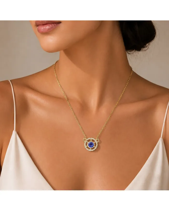 Gold Plated Tanzanite Pendant - Sterling Silver Handmade Unique Jewelry