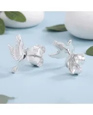 925 Sterling Silver Flying Bird Stud Earrings - Everyday Wear Jewelry