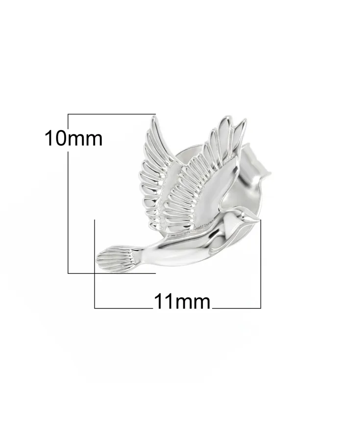 925 Sterling Silver Flying Bird Stud Earrings - Everyday Wear Jewelry