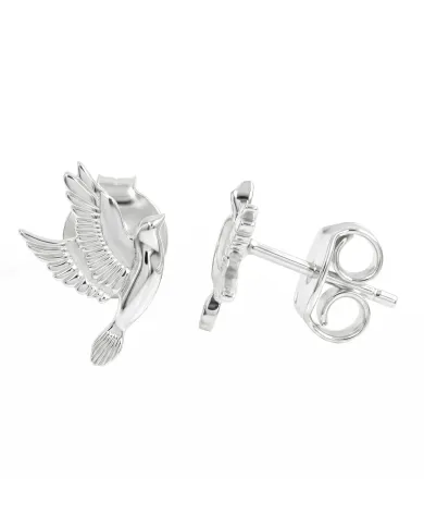 925 Sterling Silver Flying Bird Stud Earrings - Everyday Wear Jewelry