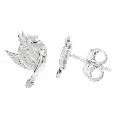 925 Sterling Silver Flying Bird Stud Earrings - Everyday Wear Jewelry
