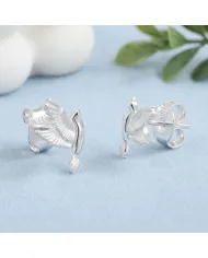 925 Sterling Silver Flying Bird Stud Earrings - Everyday Wear Jewelry