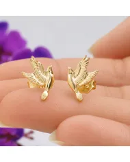 18K Gold Plated Flying Bird Stud Earrings - Everyday Wear Jewelry