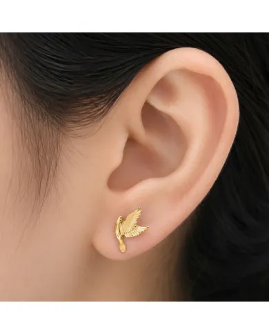 18K Gold Plated Flying Bird Stud Earrings - Everyday Wear Jewelry