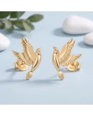 18K Gold Plated Flying Bird Stud Earrings - Everyday Wear Jewelry