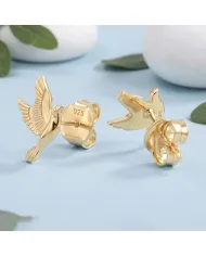 18K Gold Plated Flying Bird Stud Earrings - Everyday Wear Jewelry