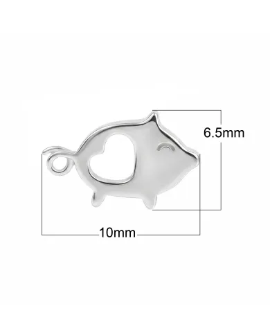 925 Sterling Silver Piggy Open Heart Stud Earrings