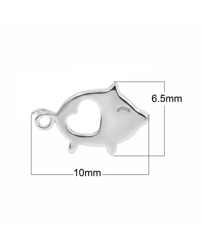 925 Sterling Silver Piggy Open Heart Stud Earrings