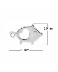 925 Sterling Silver Piggy Open Heart Stud Earrings