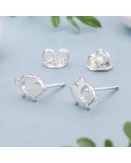 925 Sterling Silver Piggy Open Heart Stud Earrings