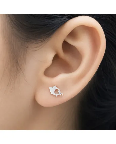 925 Sterling Silver Piggy Open Heart Stud Earrings