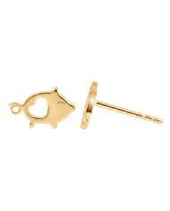 925 Sterling Silver Piggy Open Heart Stud Earrings
