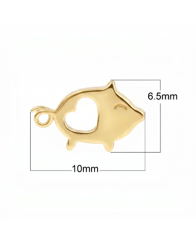 18K Gold Plated Piggy Open Heart Stud Earrings Minimalist Jewelry