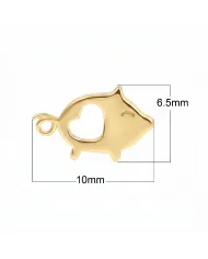 18K Gold Plated Piggy Open Heart Stud Earrings Minimalist Jewelry