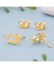 18K Gold Plated Piggy Open Heart Stud Earrings Minimalist Jewelry