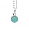 Round Amazonite Pendant, Sterling Silver Pendant, Pendant with Chain, Bezel Pendant, Birthstone Pendant, Charm Pendant for Women