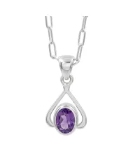 Solitaire Amethyst Purple Gemstone Pendant in 925 Sterling Silver